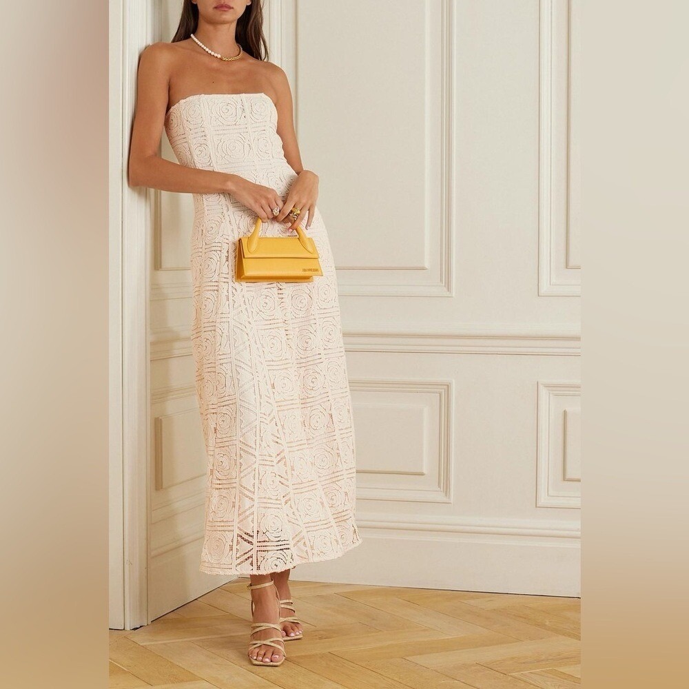 Cult Gaia Solia Floral Lace Maxi Dress In Gardenia - Picture 3 of 13